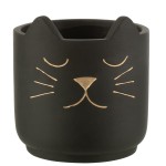 Black and Gold Cat Ciment Flower pot - 14.5 cm