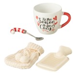 Candy Cane Mug, Spoon, and Hot Water Bottle Gift Set