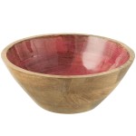 Mango Wood Salad Bowl with Pink Interior