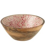 Mango Wood Salad Bowl with Pink Heart Interior