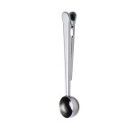 Measuring spoon clip in silver stainless steel