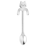 Cat-shaped spoon in silver stainless steel