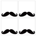 Set of 4 Black Mustache square coasters by Cbkreation