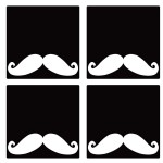 Set of 4 White Mustache square coasters by Cbkreation