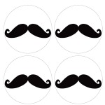 Set of 4 round coasters Black Moustache by Cbkreation