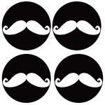 Set of 4 Round White Moustache Coasters by Cbkreation