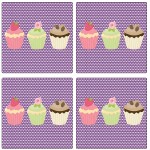 Set of 4 square coasters 3 cupcakes by Cbkreation