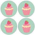 Set of 4 Round Cupcake Coasters by Cbkreation