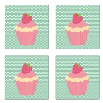 Set of 4 square coasters Cupcakes by Cbkreation