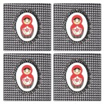 Set of 4 square coasters Houndstooth Russian doll by Cbkreation