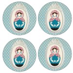 Set of 4 round coasters Starry Russian Doll by Cbkreation