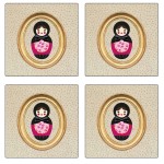 Set of 4 square coasters Peas Russian doll by Cbkreation