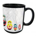 Black mug Russian dolls by Cbkreation