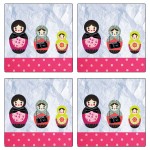 Set of 4 square coasters Russian dolls by Cbkreation