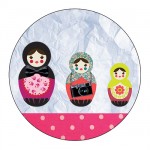 Set of 4 circle coasters Russian dolls by Cbkreation