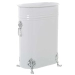 White oval metal umbrella stand 40.5 cm