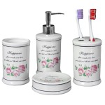 Rose Pattern Bathroom Set - 4 Pieces