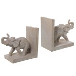 Bookend Elephants in Beige Resin