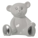 White and Silver Bear Figurine in Ceramic  22 cm