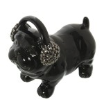 Bulldog Piggy Bank with Rhinestone Helmet in Ceramic  15 cm