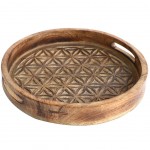 Tray in exotic wood Flower of Life - 35 x 35 cm