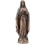 Virgin Mary statuette in bronze aspect resin