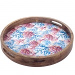 Corail round tray in mango wood