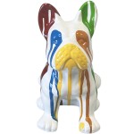 French bulldog ceramic statue sitting white - multicolored