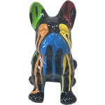 French bulldog ceramic statue sitting white - multicolored