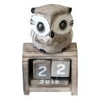 Beige Wooden Perpetual Calendar Owl