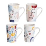 Set of 4 Ceramic Face Mugs