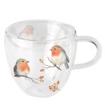 Double Wall Glass Tea Cup - Robin Family