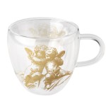 Double Wall Glass Tea Cup - Classic Angels Gold