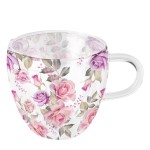 Double Wall Glass Tea Cup - Roses