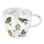 Double Wall Glass Tea Cup - Bird species