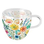 Double Wall Glass Tea Cup - Vibrant spring