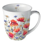 Fine Porcelain Cup - Poppies and cornflowers