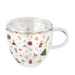 Christmas Decoration Double-Wall Glass Tea Cup