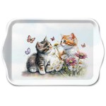 Mini rectangular tray kittens and butterflies pattern  20.5 cm