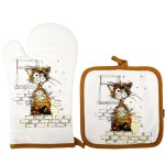 Cotton glove and pot holder - Ziggy cat